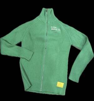 G-Star RAW Green Ribbed Full-Zip Knit Cardigan Sweater Size XL